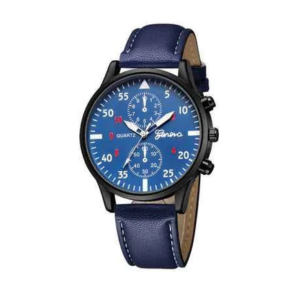 Men’s Retro Leather Band Quartz Watch – Classic Analog Timepiece