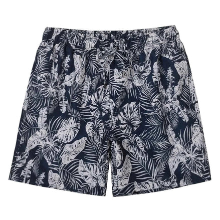 MADHERO Mens Swim Trunks Vintage Floral Quick Dry Beach Shorts Bathing Suit with Mesh Lining Navy Leaves Floral Size M
