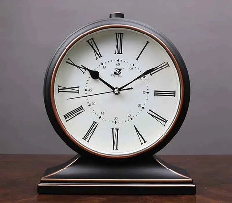 Vintage Quartz Pendulum Desk Clock | Silent Table Clock for Living Room & Bedroom | Retro Decorative Timepiece 10-Inch
