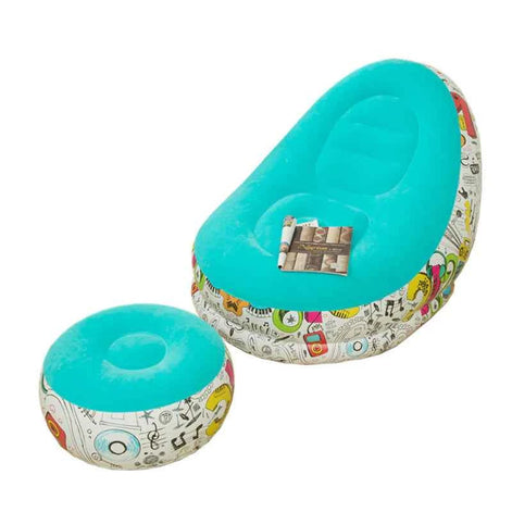 Thick Inflatable Lazy Sofa with Footstool – Comfortable Portable Lounge Chair for Indoor & Outdoor Relaxation | Air Couch with Ottoman