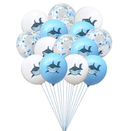 Ocean Theme Baby Party Decorations – 12” Shark Balloons Set for Kids Birthday, Baby Shower & Under the Sea Party Decor