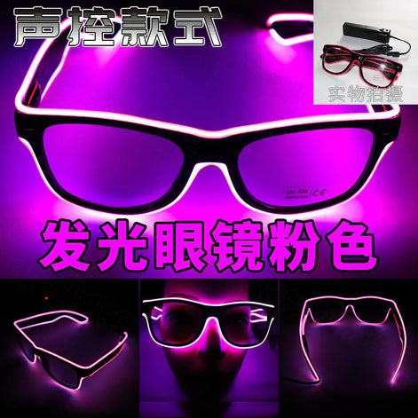 LED Neon Glow Glasses – Voice-Activated Light Up Party Shades for Music Events, Festivals, Raves & Clubs | Rechargeable Luminous Sunglasses in Multiple Neon Colors