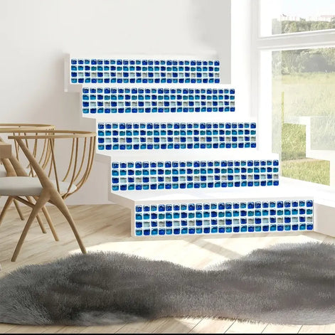10 Ocean Blue Removable Mosaic Tile Stickers – Waterproof Decorative Wall Tiles for Kitchen, Bathroom, and Home Renovation (Set of 10)