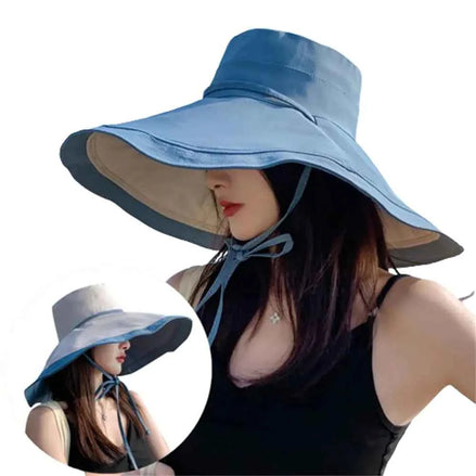 Reversible Wide Brim Sun Hat for Women | UPF 50+ UV Protection Foldable Beach & Fishing Hat with Adjustable Chin Strap