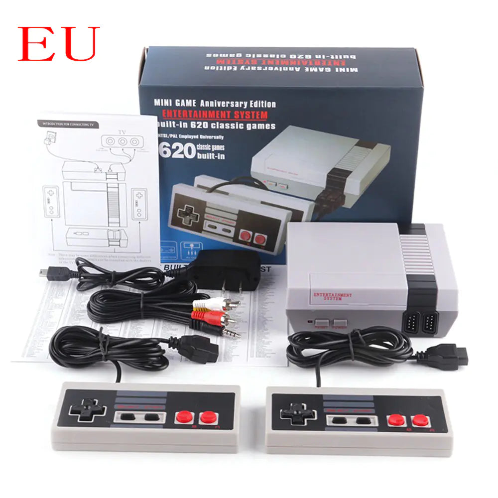 Mini Retro Home Video Game Console – 620+ Classic Games, Dual Controllers, Family Fun Entertainment