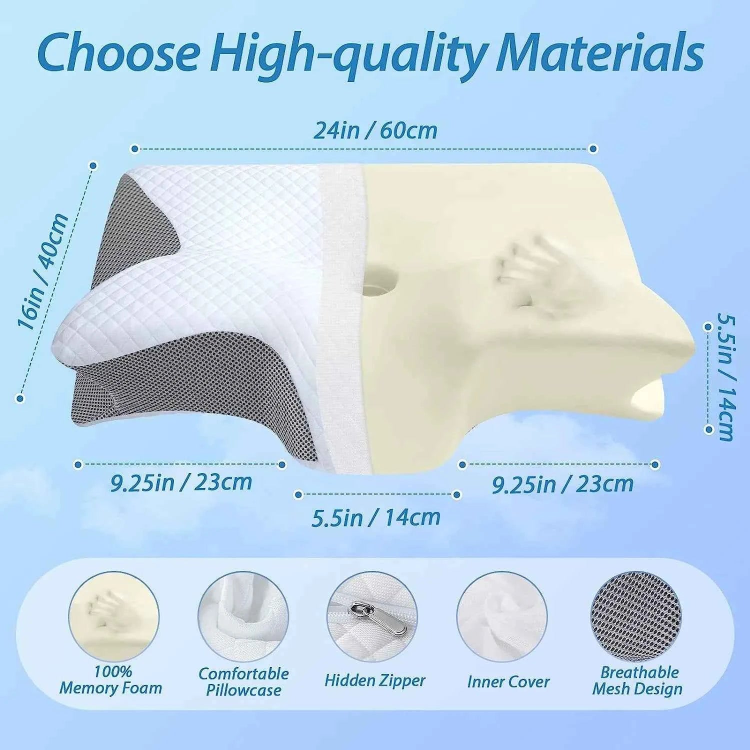 Orthopedic Memory Foam Cervical Pillow | Ergonomic Butterfly Neck Support Cushion for Pain Relief & Alignment