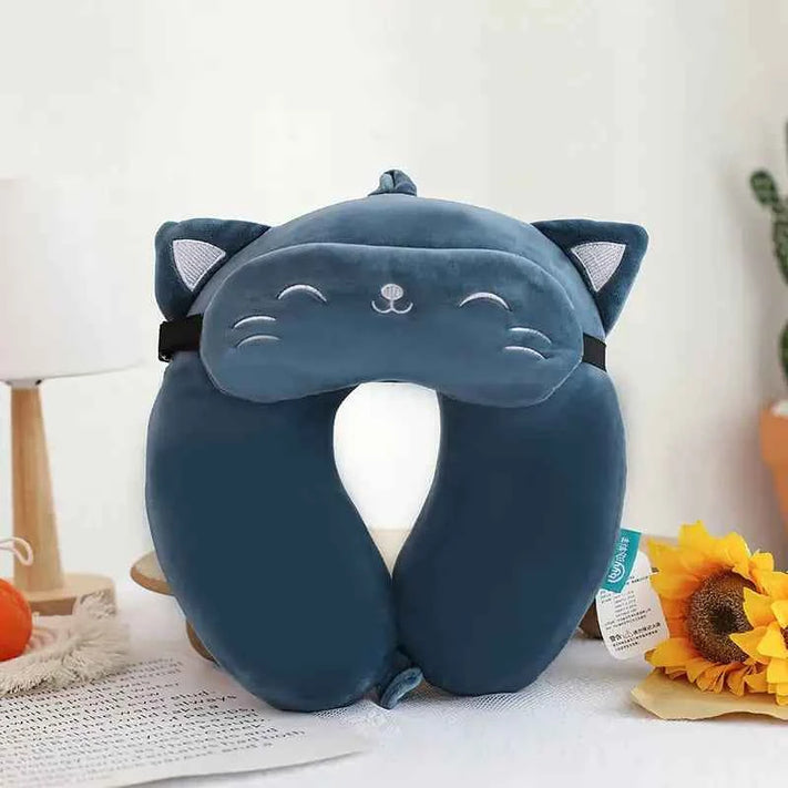 Cute U-Shaped Memory Foam Neck Pillow | Travel & Home Comfort Cushion with Animal Designs