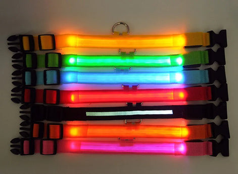 LED Adjustable Dog Collar – Waterproof Blinking Glow Safety Light for Pets