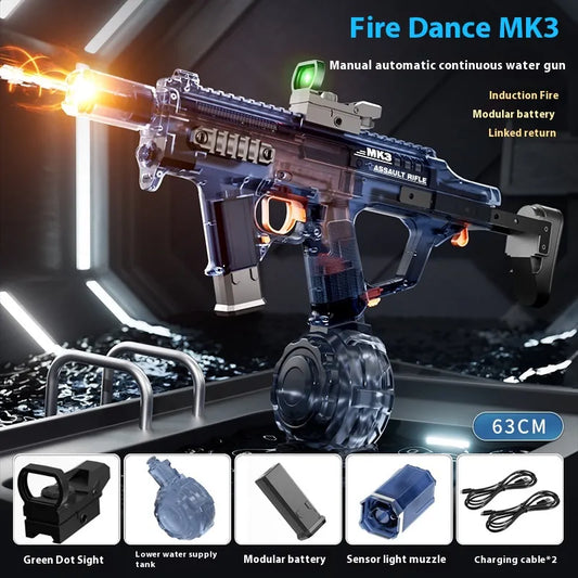 MK3 Electric Water Gun Toy – LED Lights, Long Range, High-Capacity Tank