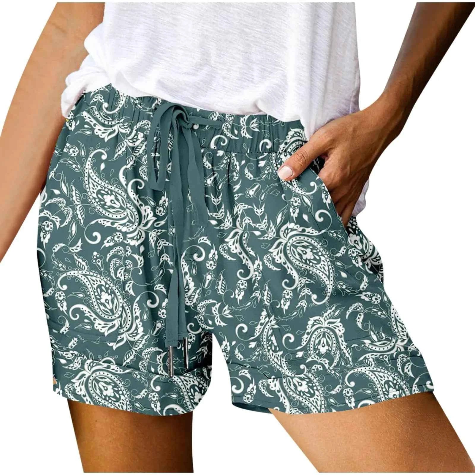 Shorts for Women Trendy 2025 Casual Summer Drawstring Shorts with Pockets Beach Loose Elastic Waist Vacation Clothes