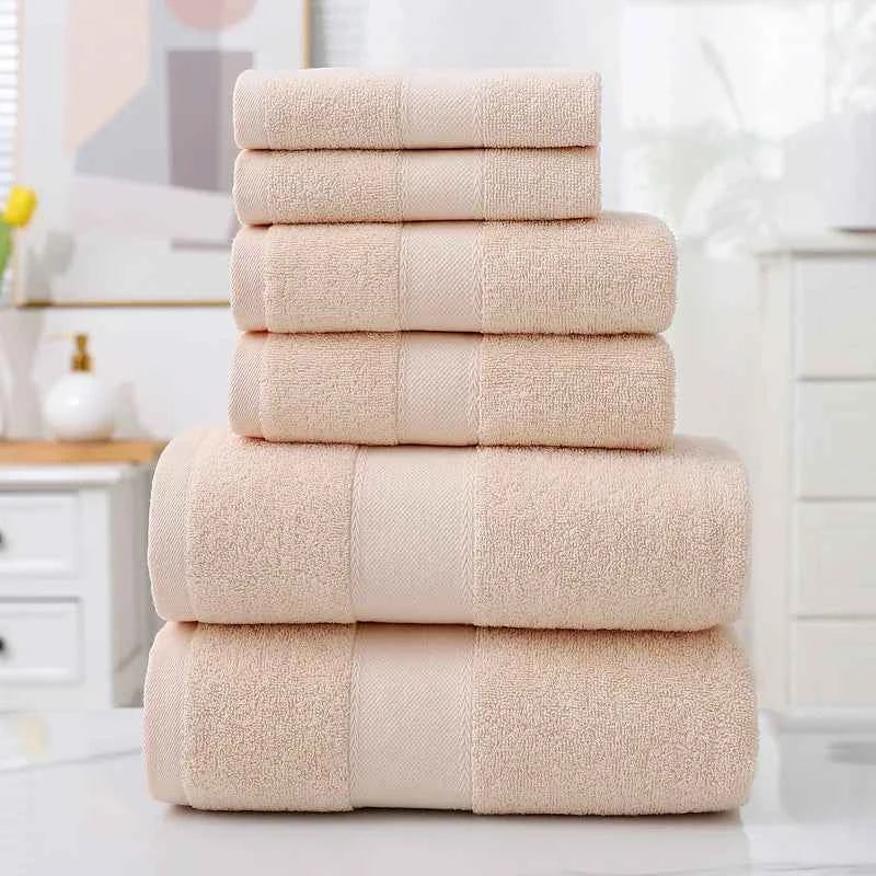 Cotton Absorbent Towel Set – 6-Piece Bath Towels, Hand Towels & Washcloths