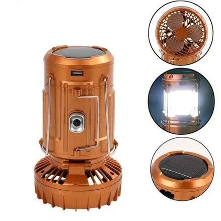 Portable Hand Crank Solar Lantern with Fan & USB Charger – LED Camping Light for Outdoor & Emergency Use