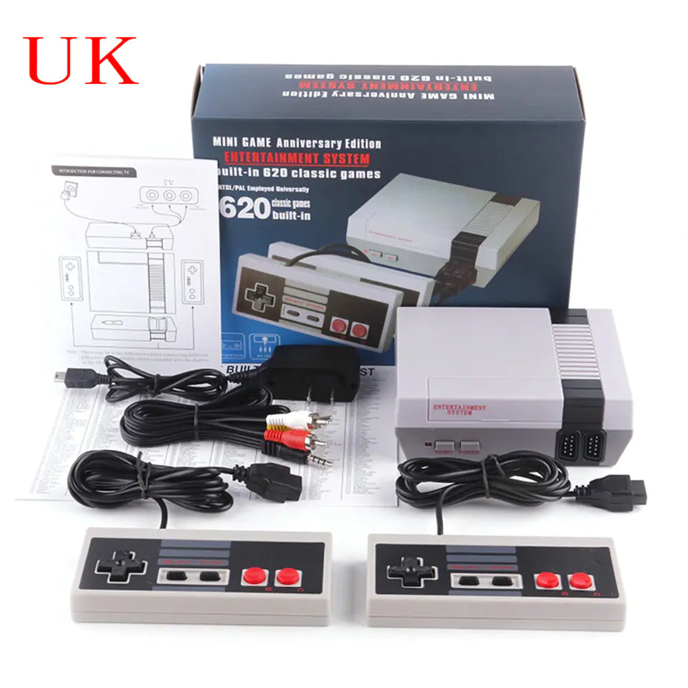Mini Retro Home Video Game Console – 620+ Classic Games, Dual Controllers, Family Fun Entertainment