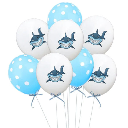 Ocean Theme Baby Party Decorations – 12” Shark Balloons Set for Kids Birthday, Baby Shower & Under the Sea Party Decor
