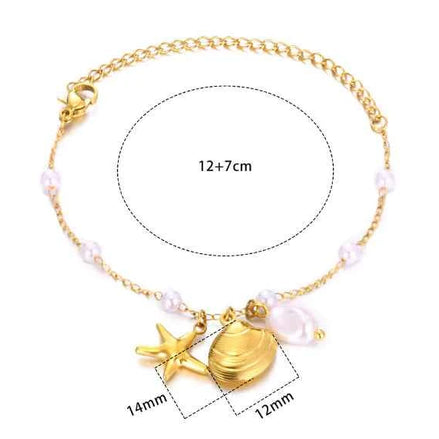 Ocean Charm Anklet – Seashell & Starfish Beach Jewelry