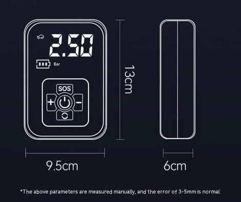 Portable Wireless Car Air Pump – Digital Display Tire Inflator for Car, Bike, Motorcycle & Ball | 100W USB Rechargeable Air Compressor
