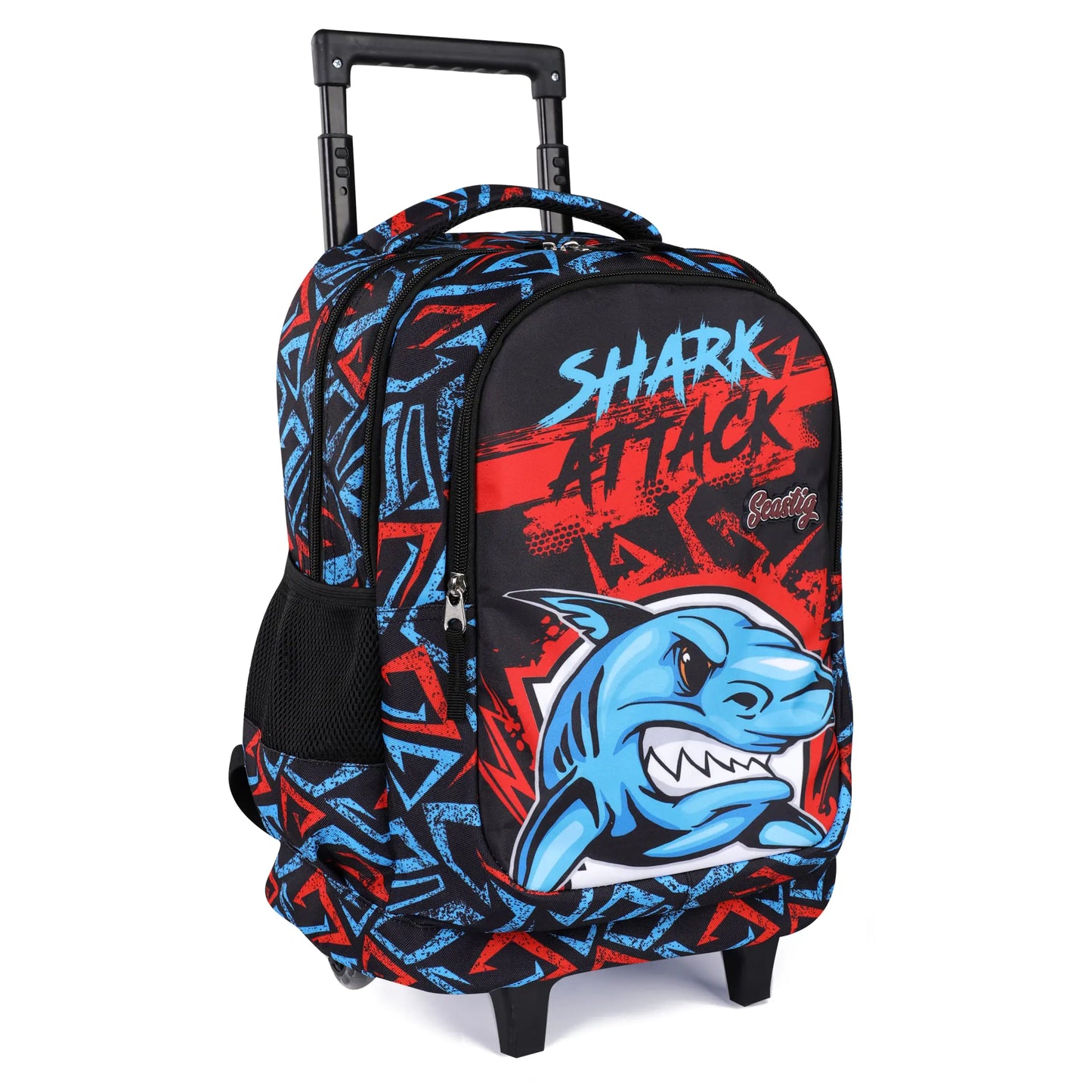 🎒 Kids Rolling Backpack with Wheels – Shark Attack Design | School & Travel Bag