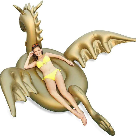 Giant Inflatable 103” Golden Dragon Pool Float – Luxury Ride-On Float for Adults & Kids