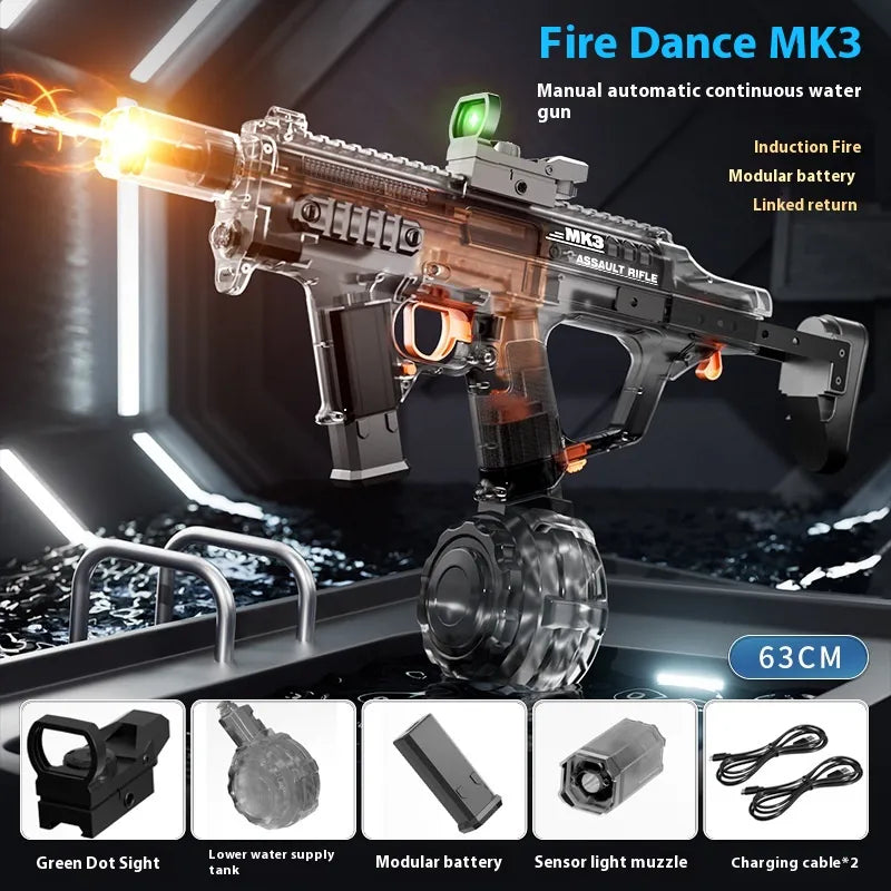 MK3 Electric Water Gun Toy – LED Lights, Long Range, High-Capacity Tank