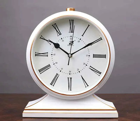 Vintage Quartz Pendulum Desk Clock | Silent Table Clock for Living Room & Bedroom | Retro Decorative Timepiece 10-Inch