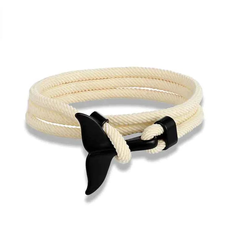 Ocean Whale Tail Anchor Bracelet – Adjustable Nautical Rope Bracelet for Couples & Ocean Lovers