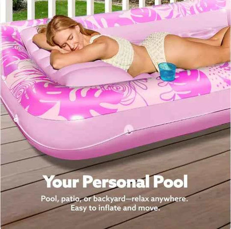 Inflatable Pool Floating Bed – Eco-Friendly PVC Lounge with Backrest for Adults, Blue & Pink
