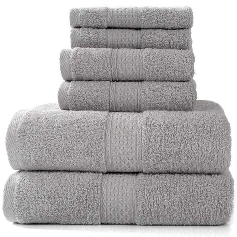 Cotton Absorbent Towel Set – 6-Piece Bath Towels, Hand Towels & Washcloths