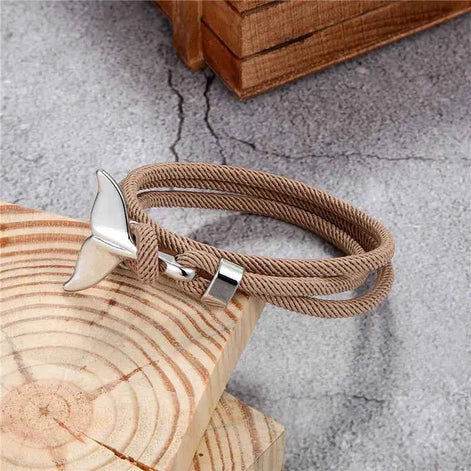 Ocean Whale Tail Anchor Bracelet – Adjustable Nautical Rope Bracelet for Couples & Ocean Lovers