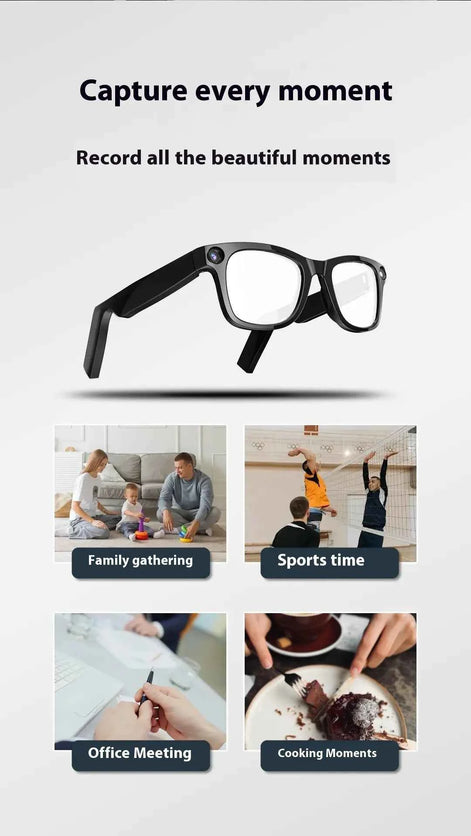 AI Tech Smart Glasses - HD Video Recording & Touch Controls