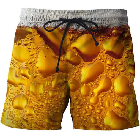 Waterdrop 3D Printed Beach Shorts with Pockets – Cotton Comfort