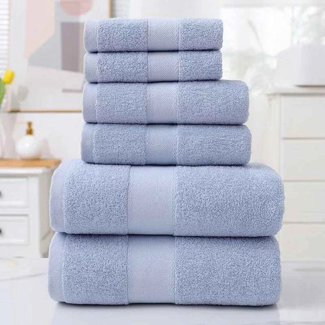 Cotton Absorbent Towel Set – 6-Piece Bath Towels, Hand Towels & Washcloths