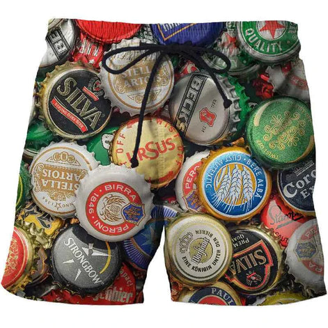 Waterdrop 3D Printed Beach Shorts with Pockets – Cotton Comfort