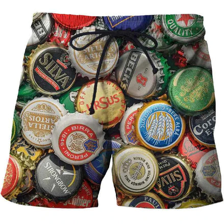 Waterdrop 3D Printed Beach Shorts with Pockets – Cotton Comfort