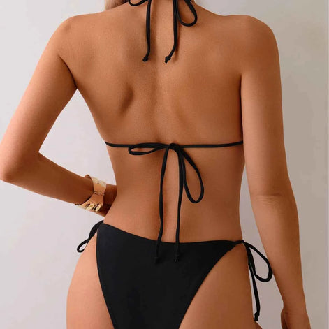 Shimmering Siren™ Metal Bead Split Bikini – Sexy & Bold Swimwear