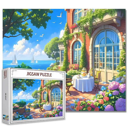1000 Piece Ocean Room Jigsaw Puzzle | Relaxing Flowers & Coastal Scene Puzzle for Adults – Family Game & Wall Décor