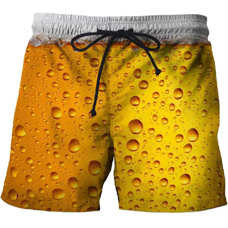 Waterdrop 3D Printed Beach Shorts with Pockets – Cotton Comfort