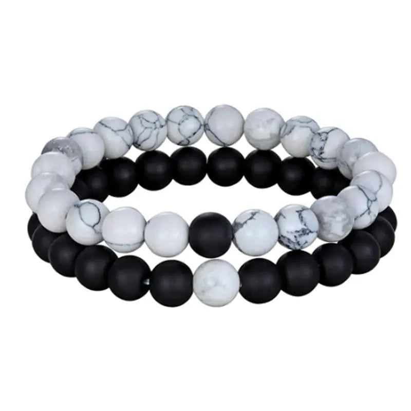 Couple’s Black Yoga Beaded Bracelet – Handmade Stone Bracelet for Men & Women