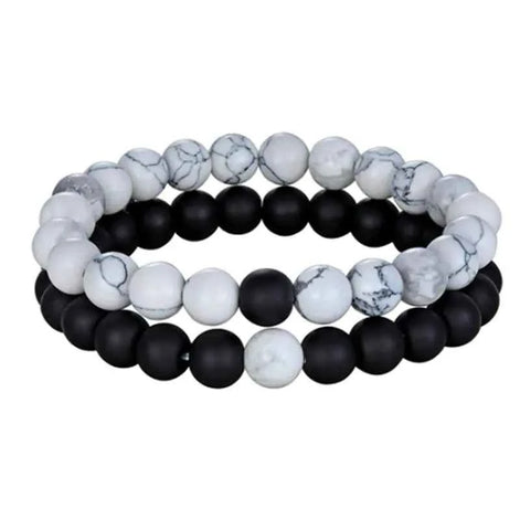 Couple’s Black Yoga Beaded Bracelet – Handmade Stone Bracelet for Men & Women