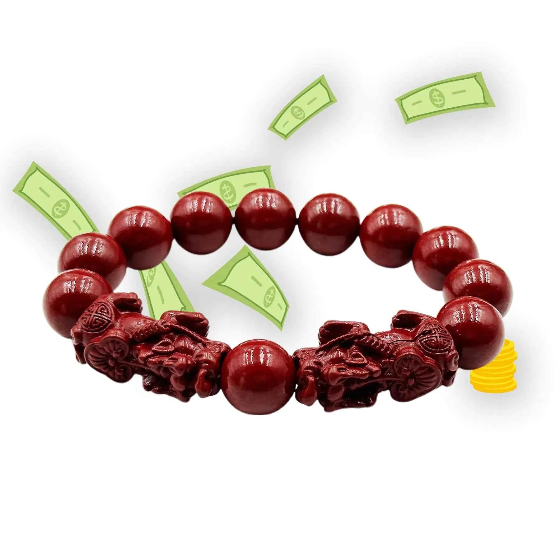 Feng Shui Pixiu Cinnabar Bracelet – Red Cinnabar Wealth and Luck Beads for Men & Women | Protection and Prosperity Amulet Jewelry
