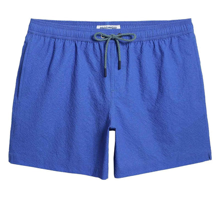 maamgic Mens Swim Trunks 5.5 inch Seersucker Beach Shorts Quick Dry Bathing Suits with Mesh Liner Gentian Blue Medium