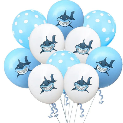 Ocean Theme Baby Party Decorations – 12” Shark Balloons Set for Kids Birthday, Baby Shower & Under the Sea Party Decor
