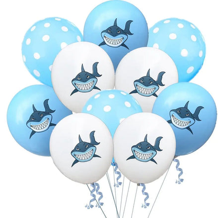 Ocean Theme Baby Party Decorations – 12” Shark Balloons Set for Kids Birthday, Baby Shower & Under the Sea Party Decor
