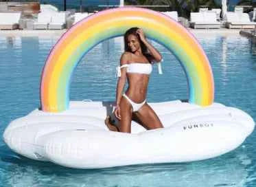 Inflatable Rainbow Cloud Island Float – Giant Floating Lounge for Adults & Kids (Eco PVC, 220x130x145cm, 400kg Capacity)