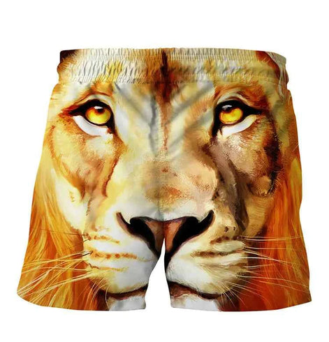 Pineapple & Lion Print Beach Shorts – Fun Summer Swimwear