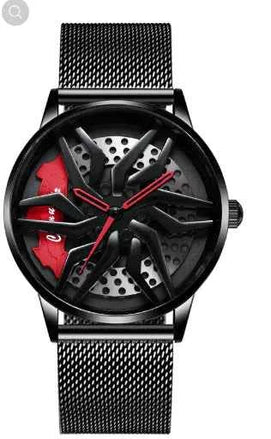 Men’s Waterproof Wheel Watch – Durable Stainless Steel Round Dial