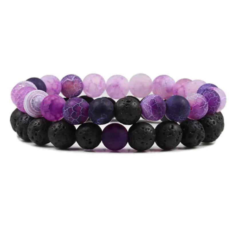 Couple’s Black Yoga Beaded Bracelet – Handmade Stone Bracelet for Men & Women