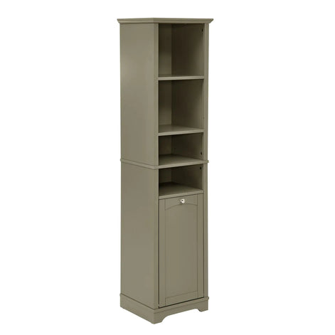 64” Tall Bathroom Storage Cabinet | Modern Grey Organizer for Home & Office