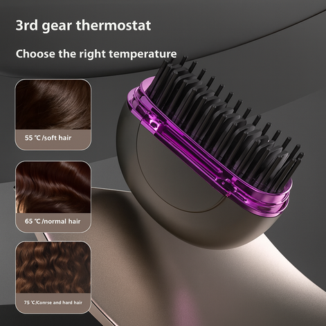 Hair straightening comb with round teeth designed to prevent snagging, pulling, or damaging hair.
