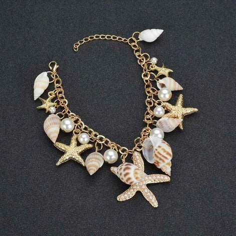 Bohemian Ocean Tide Starfish & Shell Bracelet – Beach Jewelry for Women | Summer Coastal Charm Accessory in Gold & Silver
