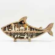 Wooden Fish Carving – Creative Ocean Art Desktop & Shelf Decor